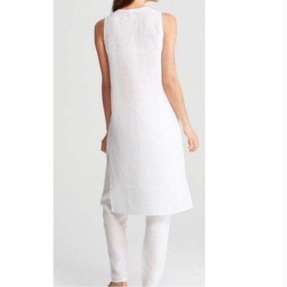 Eileen Fisher Top Women’s Organic Handkerchief Linen V Neck Wrap White Small P - Picture 3 of 13